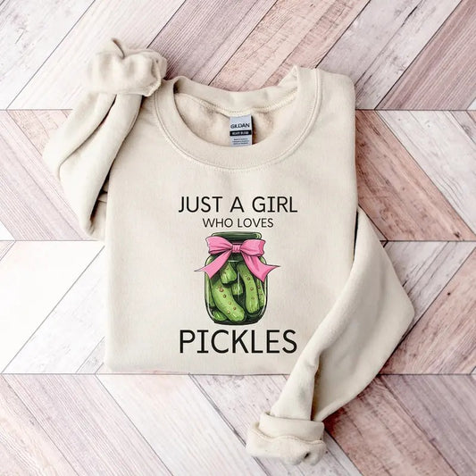 Just A Girl Who Loves Pickles Coquette Shirt, Pickle Lover T-shirt, Funny Pickles Shirt