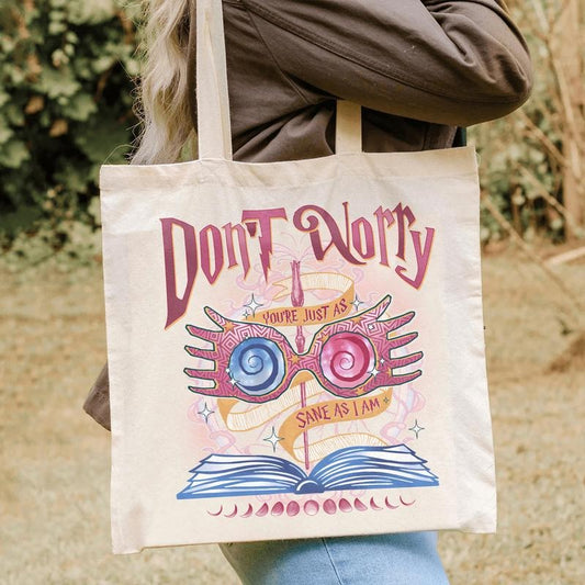 Just As Sane as I Am Tote Bag,HP Inspired Bags, HP Bag,Wizard School Fandom,Wizard School Fandom,HP Fan Tote Bag