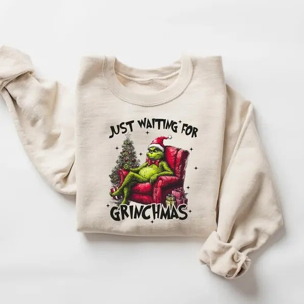 Just Waiting for Griiinchmas Sweat, Griiinchmas Shirt, Merry Xmas Sweatshirt, Merry Griiinchmas Shirt, Griiinchmas Family Sweat, Christmas  T-shirt, sweater and Hoodie