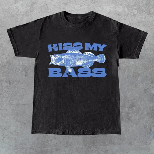 Kiss My Bass Vintage Style Fishing T-Shirt