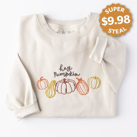 Embroidered Hey Pumpkin Sweatshirt