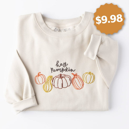 Embroidered Hey Pumpkin Sweatshirt - 9.98