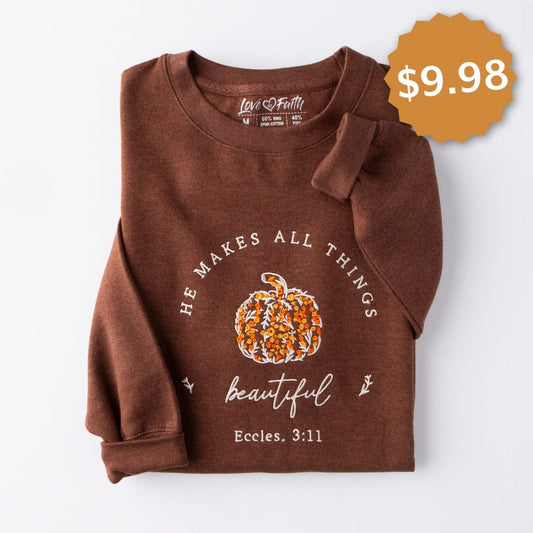 Embroidered He Makes All Things Beautiful Sweatshirt