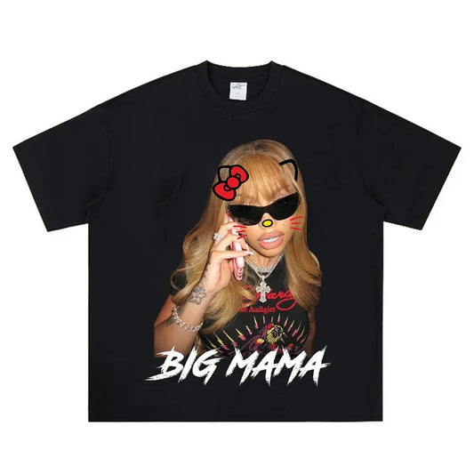 Latto Red Kitty Star Big Face Graphic Rap Tee