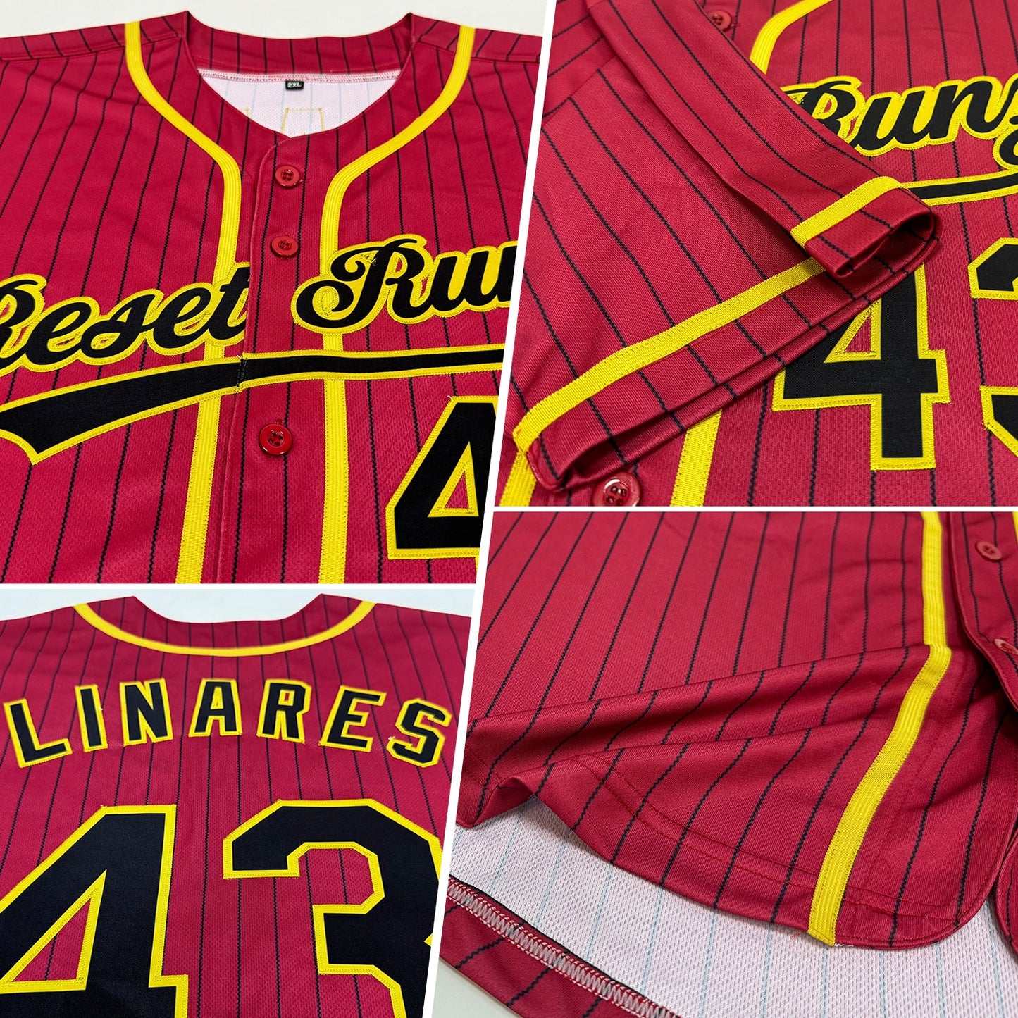 Custom Crimson Black Pinstripe Old Gold Authentic Baseball Jersey