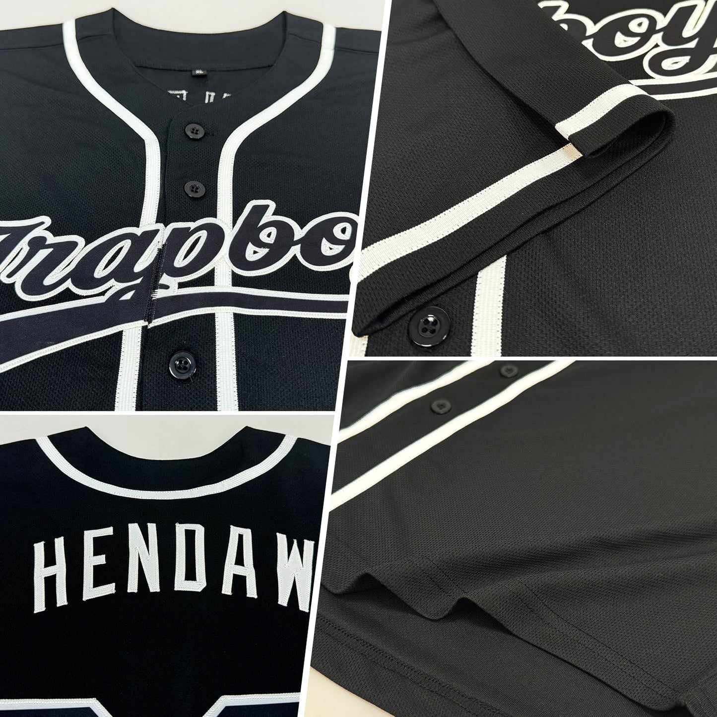 Custom Black Black-White Authentic Baseball Jersey