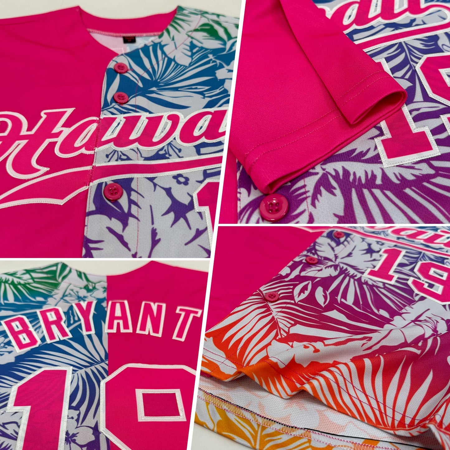 Custom 3D Pattern Design Tropical Palm Leaves Authentic Baseball Jersey