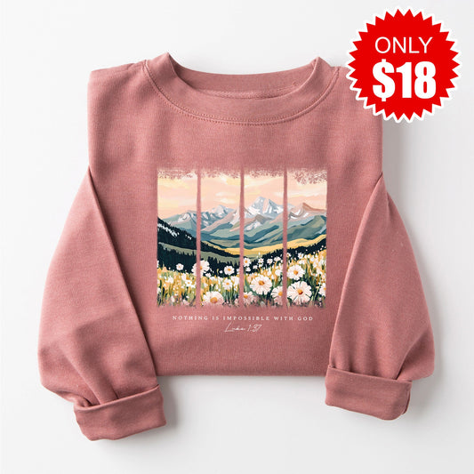 Nothing is Impossible Sweatshirt - Heather Mauve - 18