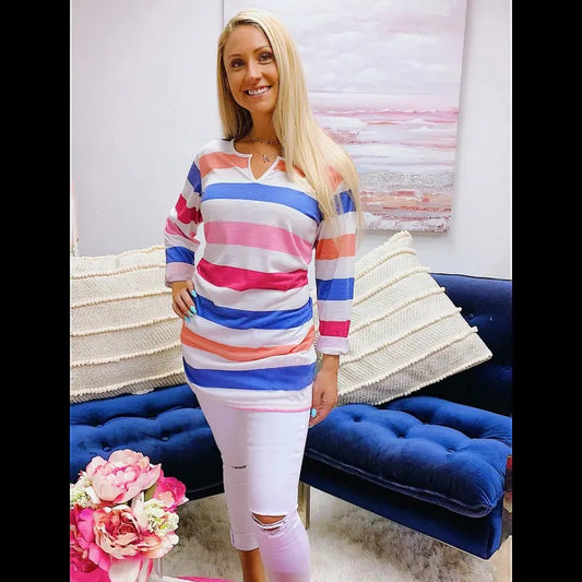 Multi-Colored Striped Tunic