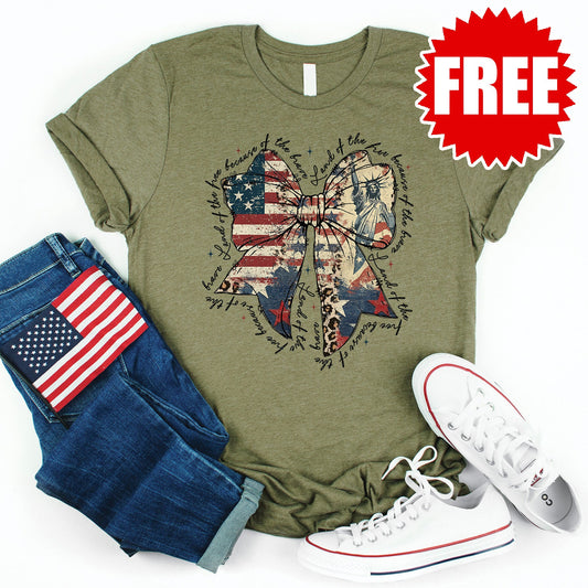 American Bow Tee - Heather Olive - FREE