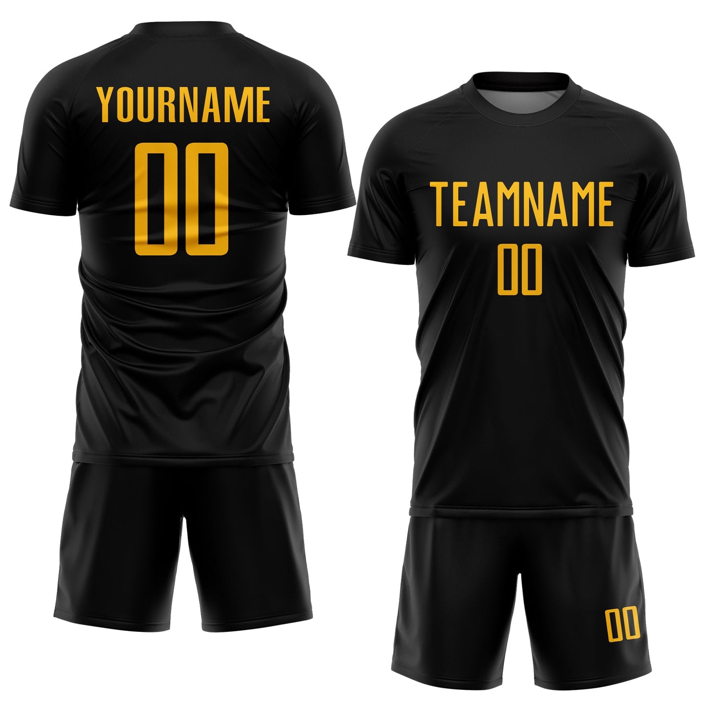 Custom Black Gold Sublimation Soccer Uniform Jersey