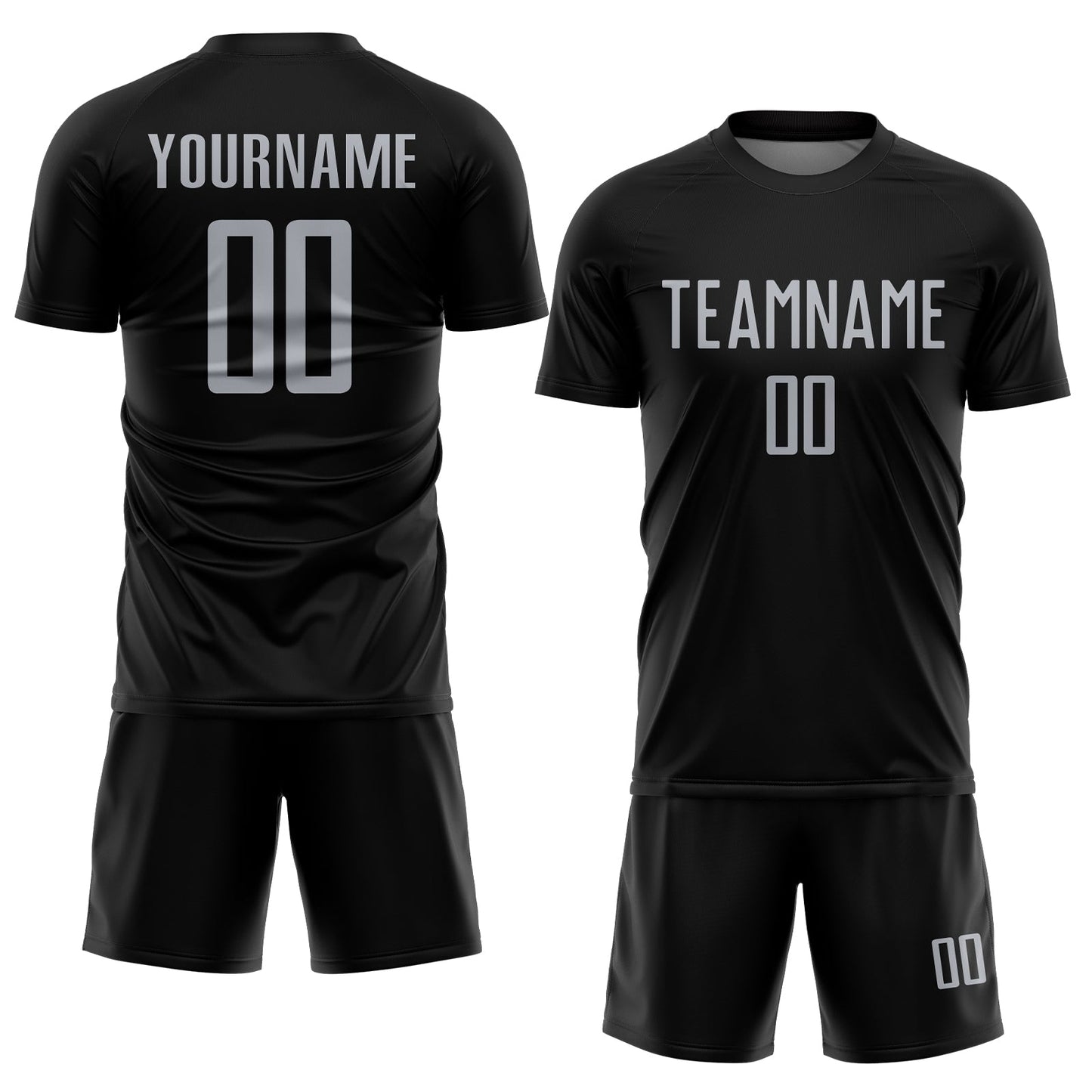 Custom Black Gray Sublimation Soccer Uniform Jersey