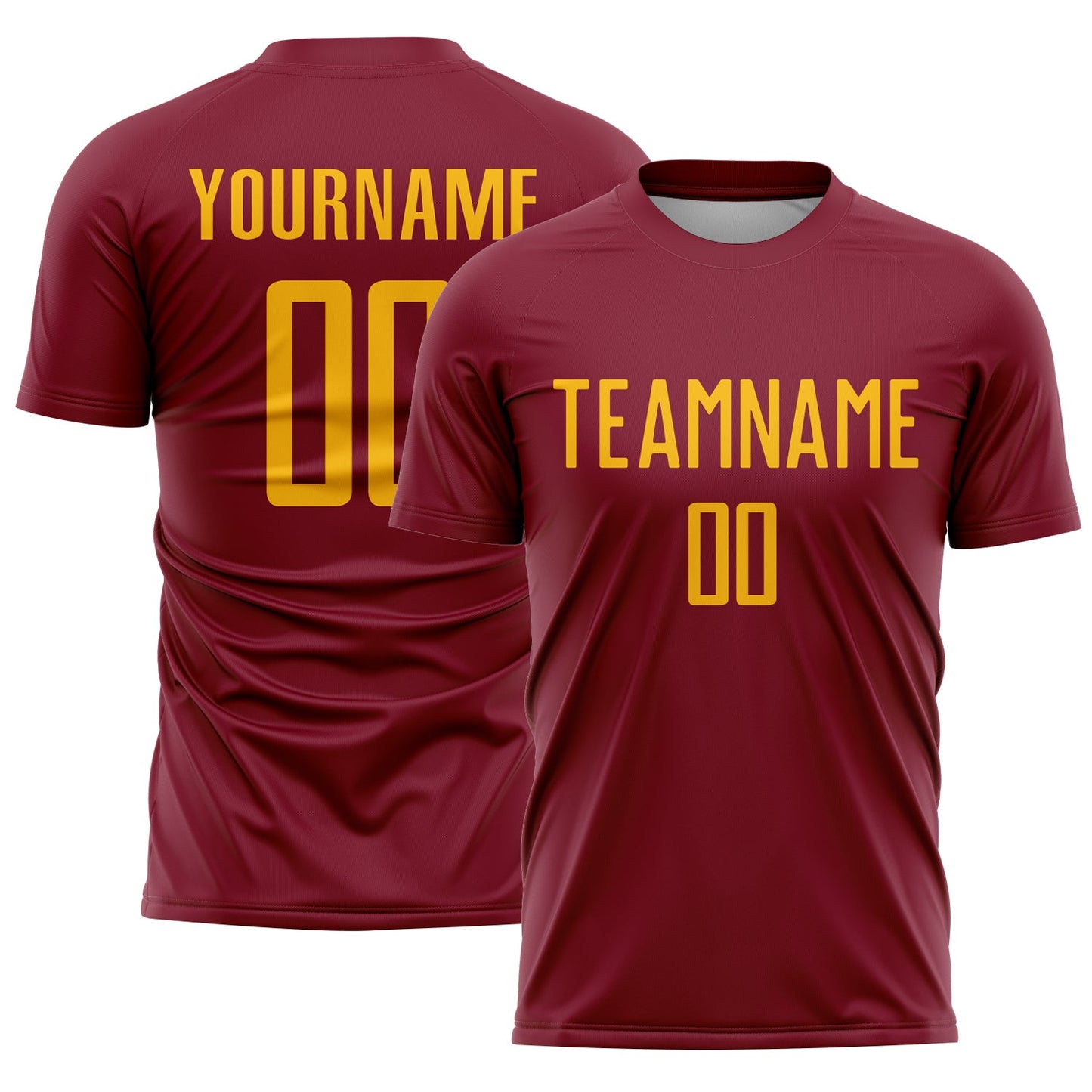 Custom Crimson Gold Sublimation Soccer Uniform Jersey