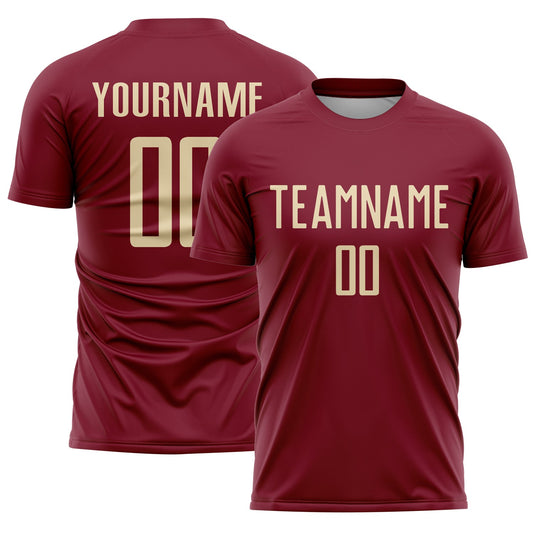 Custom Crimson Cream Sublimation Soccer Uniform Jersey