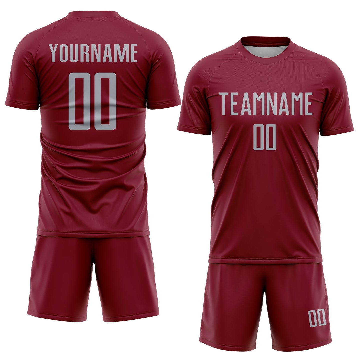 Custom Crimson Gray Sublimation Soccer Uniform Jersey