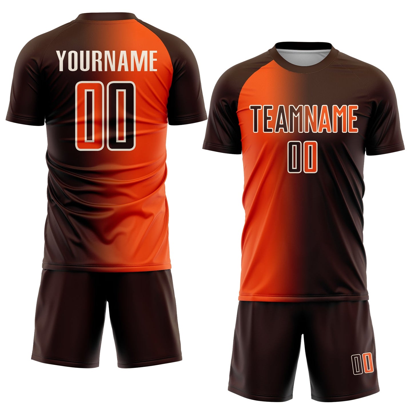 Custom Brown Orange-Cream Sublimation Gradient Fashion Soccer Uniform Jersey