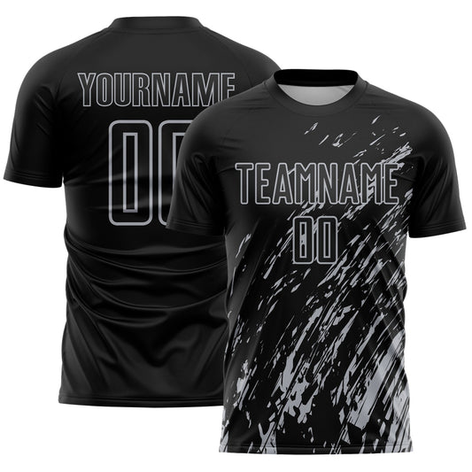 Custom Black Gray Splash Sublimation Soccer Uniform Jersey