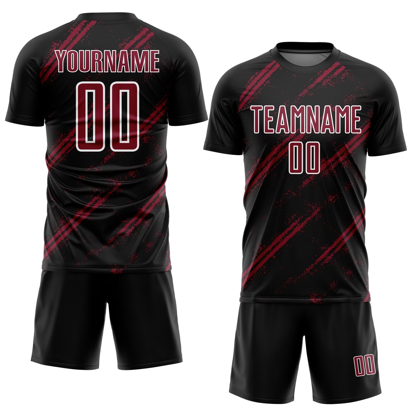 Custom Black Crimson-White Abstract Fragment Art Splash Sublimation Soccer Uniform Jersey