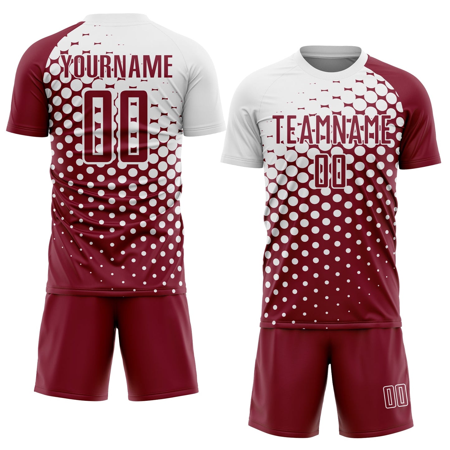 Custom Crimson White Modern Polka Dot Sublimation Soccer Uniform Jersey