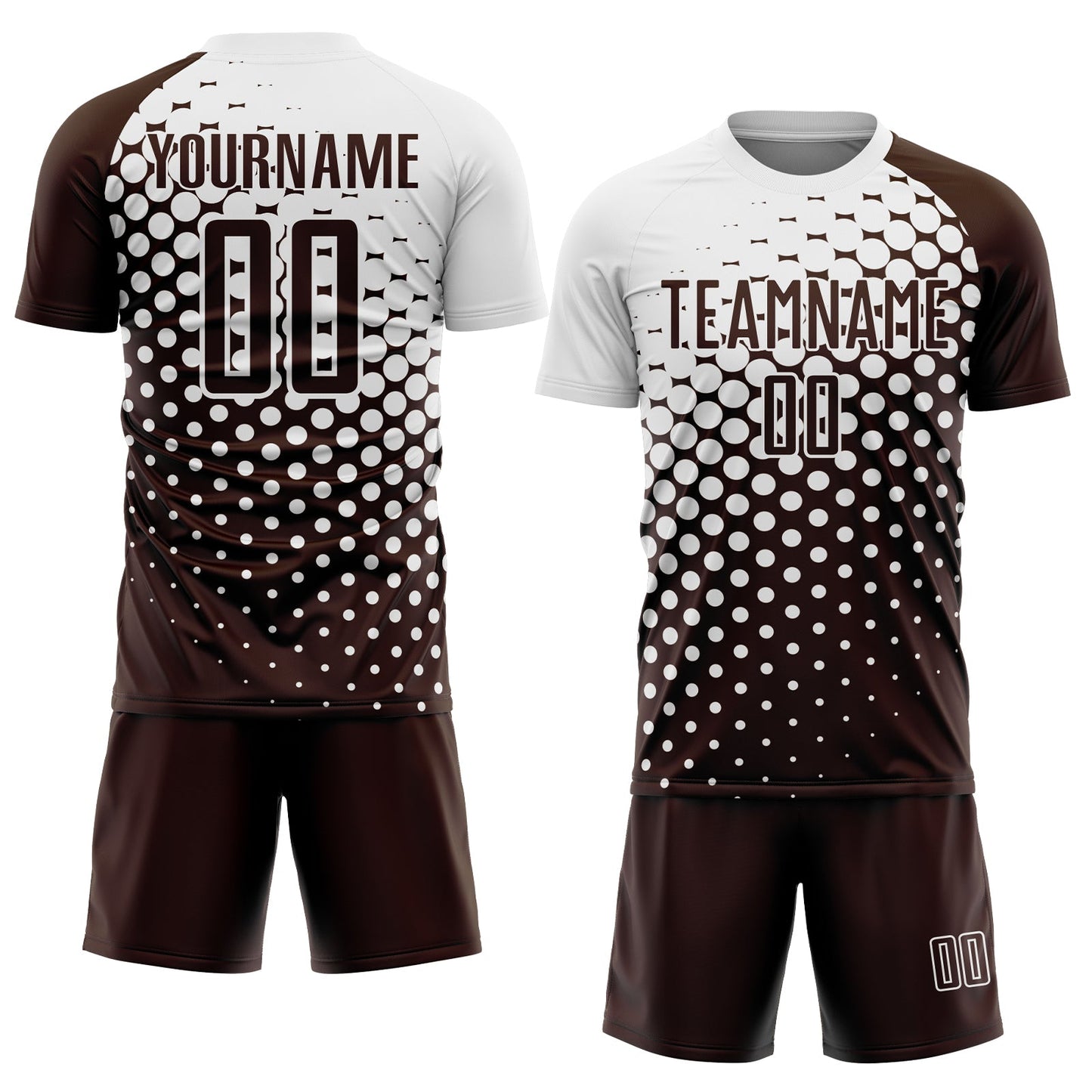Custom Brown White Modern Polka Dot Sublimation Soccer Uniform Jersey