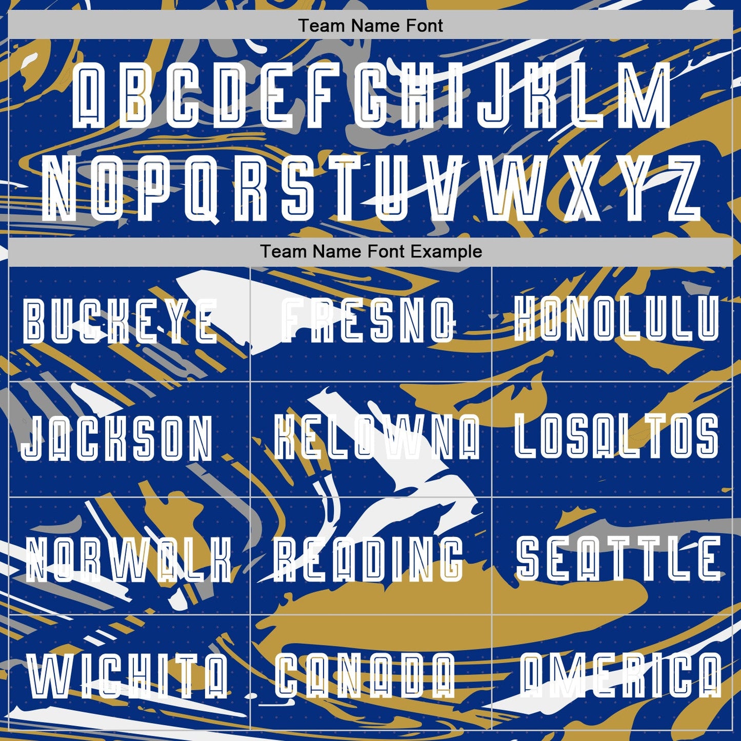 Custom Figure White Royal-Old Gold Fluid Art Splash Sublimation Soccer Uniform Jersey