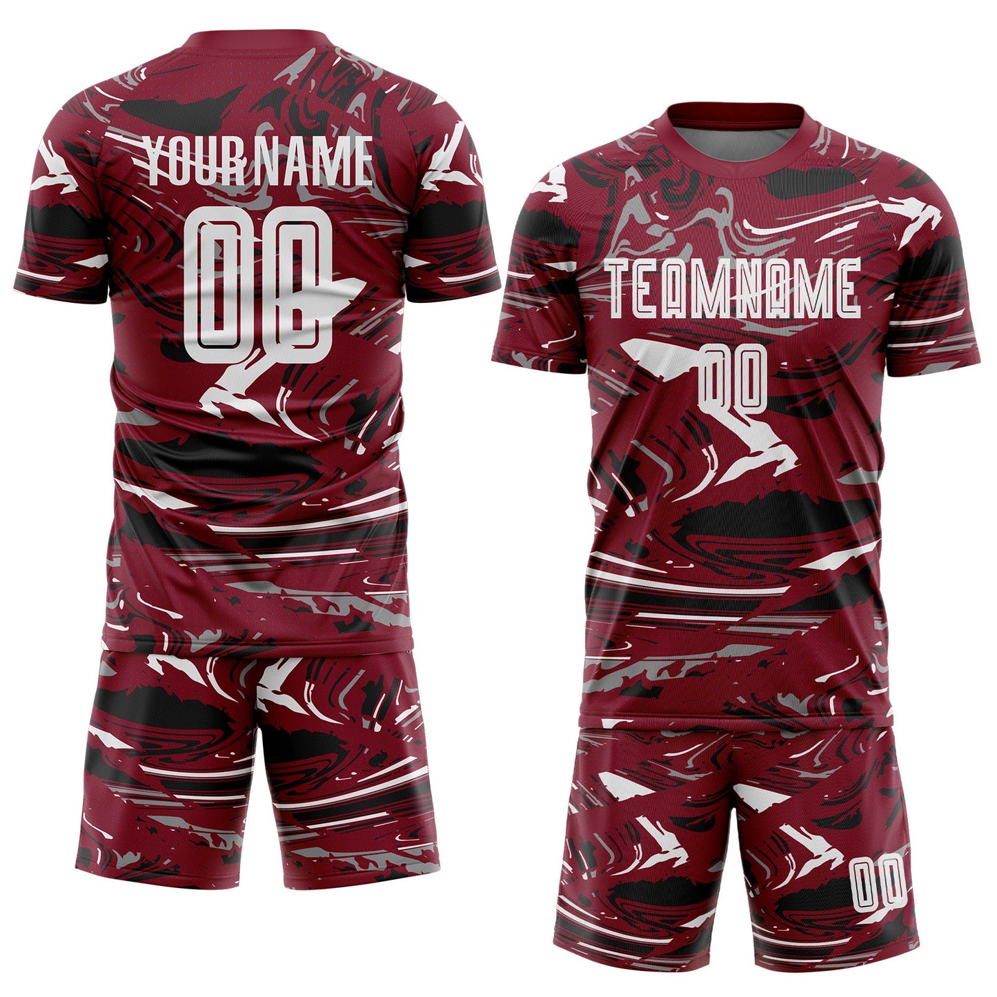 Custom Figure White Crimson-Black Fluid Art Splash Sublimation Soccer Uniform Jersey