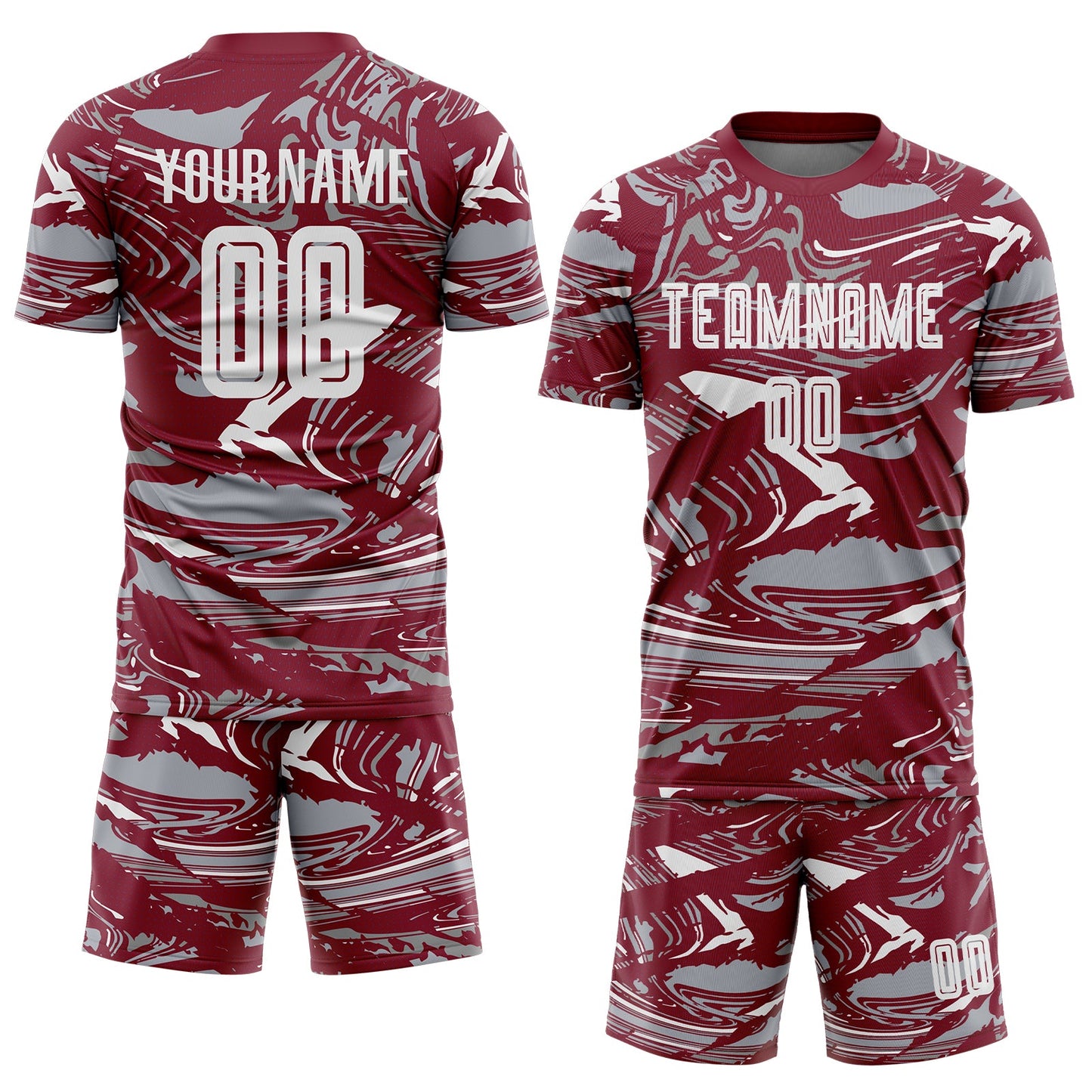 Custom Figure White Crimson-Gray Fluid Art Splash Sublimation Soccer Uniform Jersey