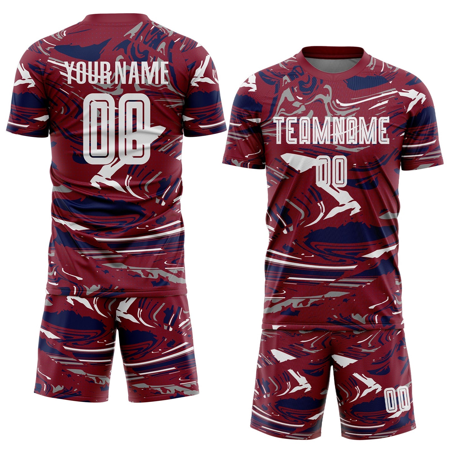 Custom Figure White Crimson-Navy Fluid Art Splash Sublimation Soccer Uniform Jersey