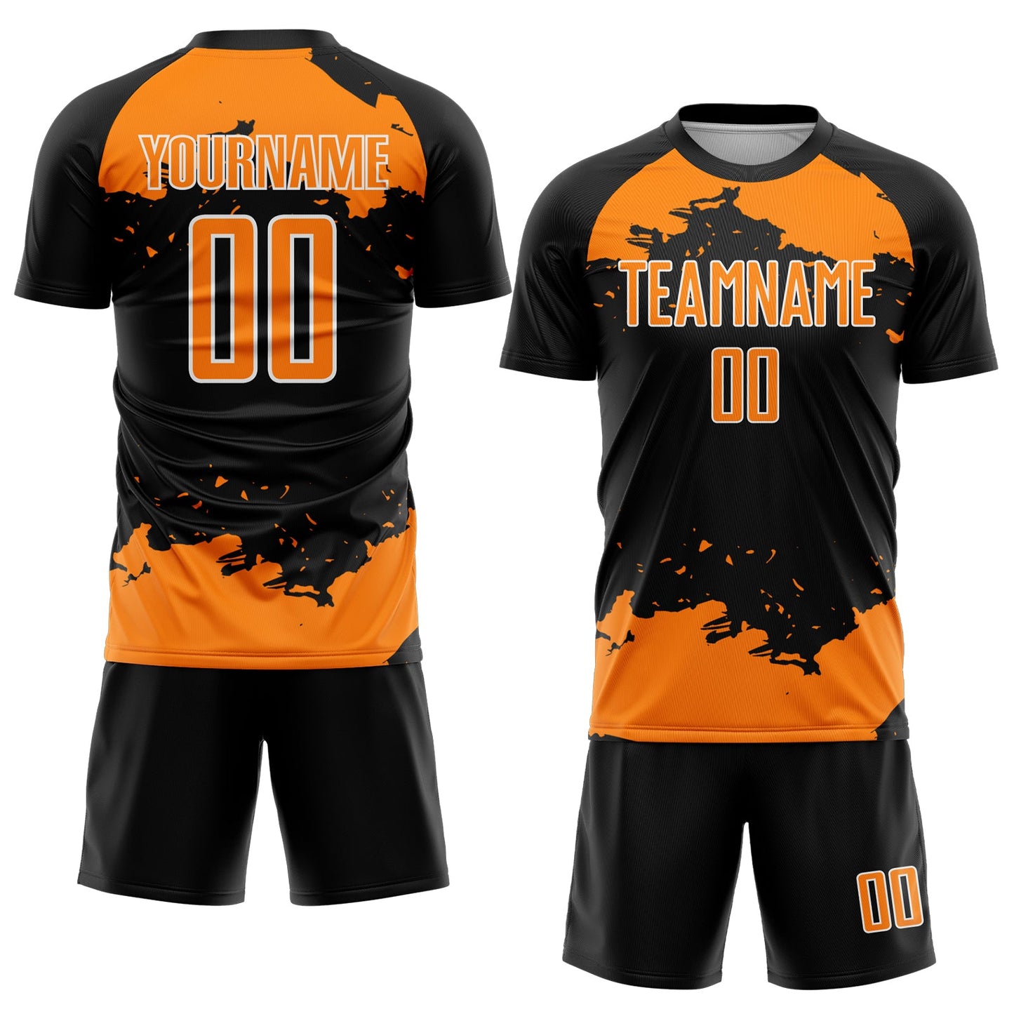 Custom Black Bay Orange-White Abstract Fragment Art Sublimation Soccer Uniform Jersey