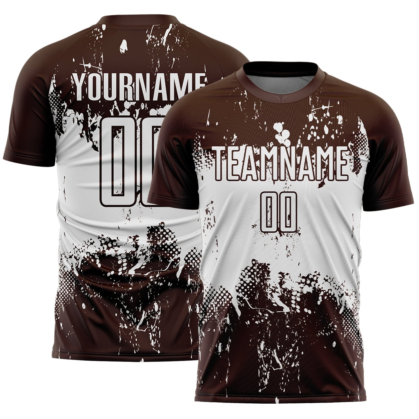 Custom Brown White Abstract Splatter Grunge Art Sports Sublimation Soccer Uniform Jersey