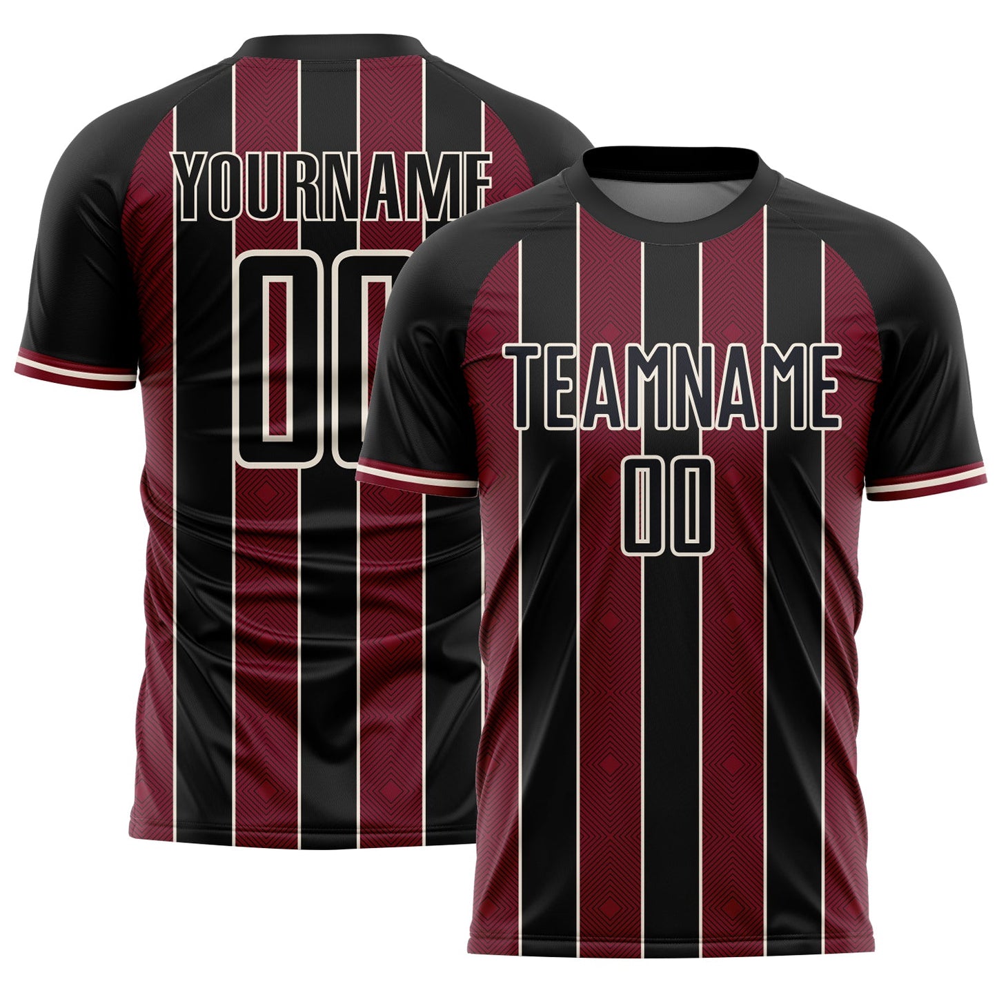 Custom Black Crimson-Cream Pinstripe Line Sports Sublimation Soccer Uniform Jersey
