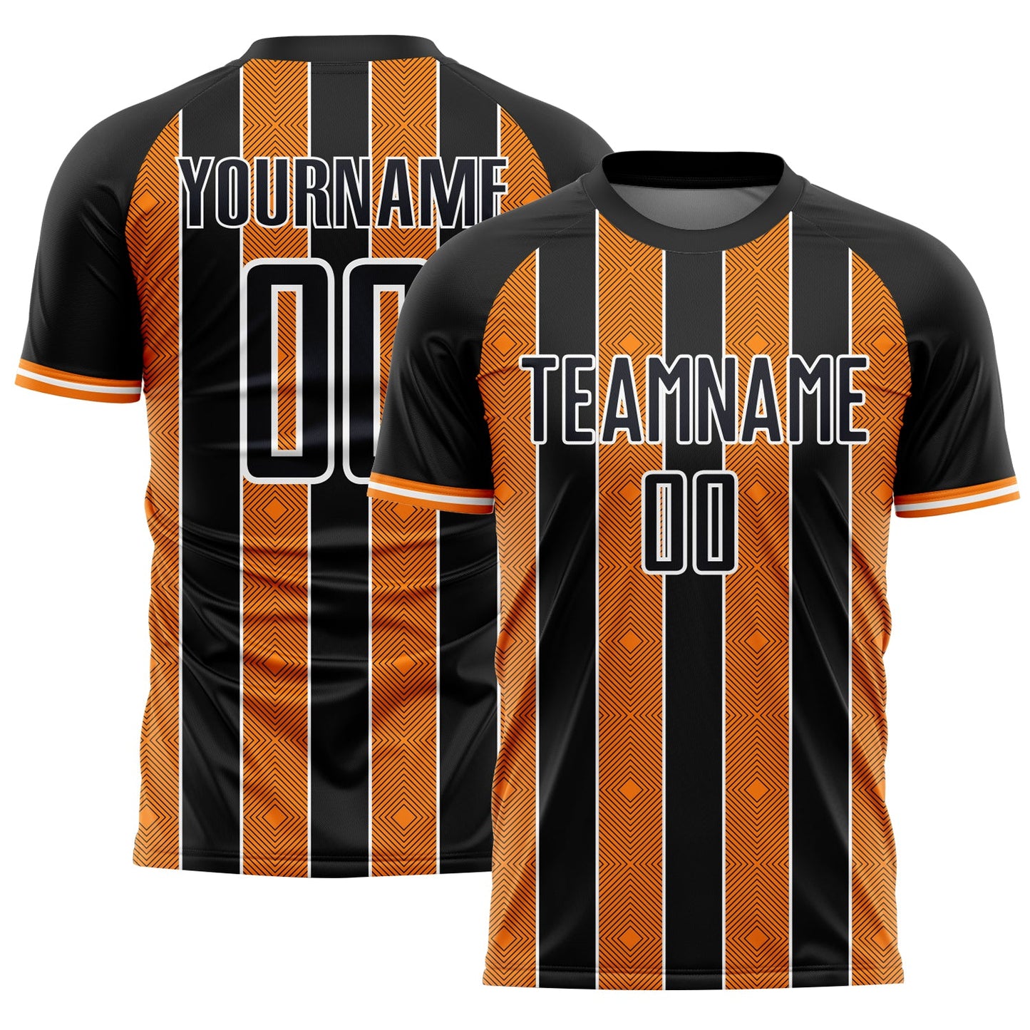 Custom Black Bay Orange-White Pinstripe Line Sports Sublimation Soccer Uniform Jersey