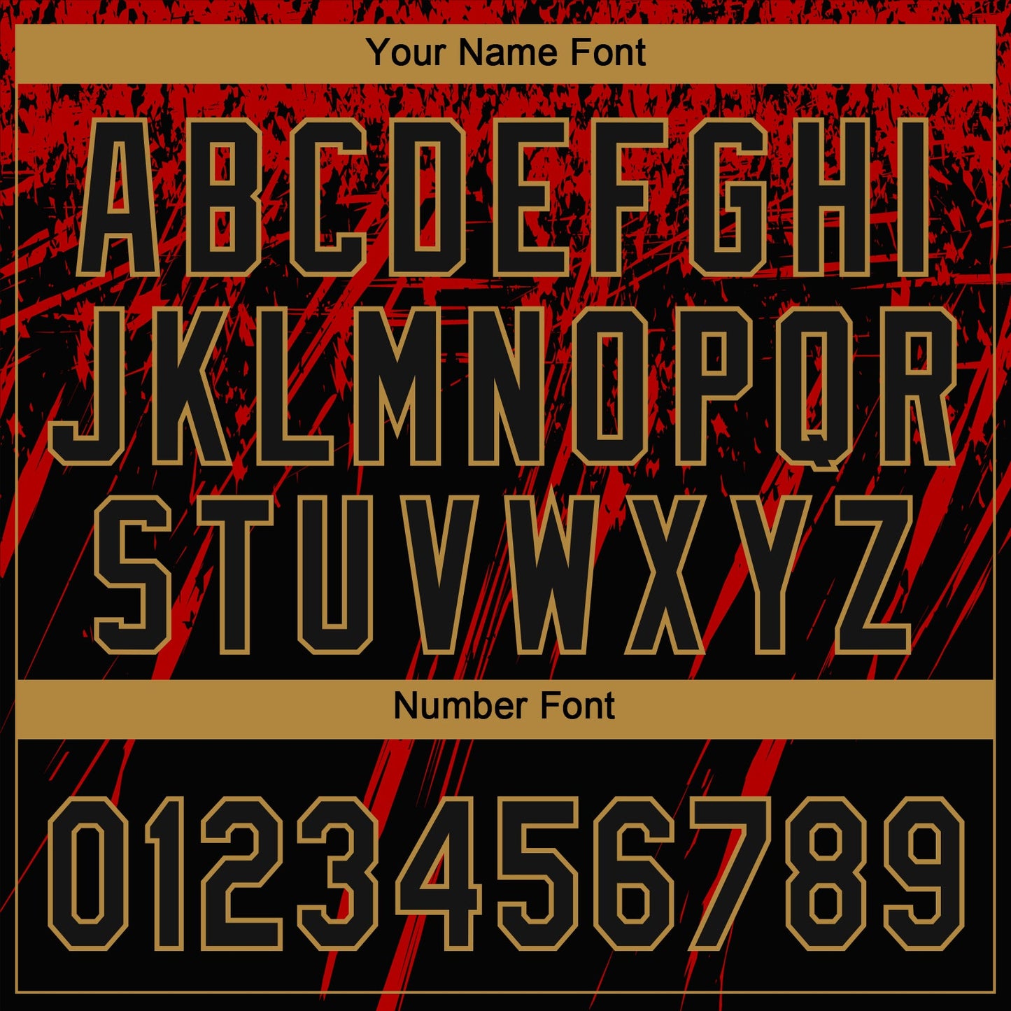 Custom Black Black Red-Old Gold 3D Pattern Two-Button Unisex Softball Jersey