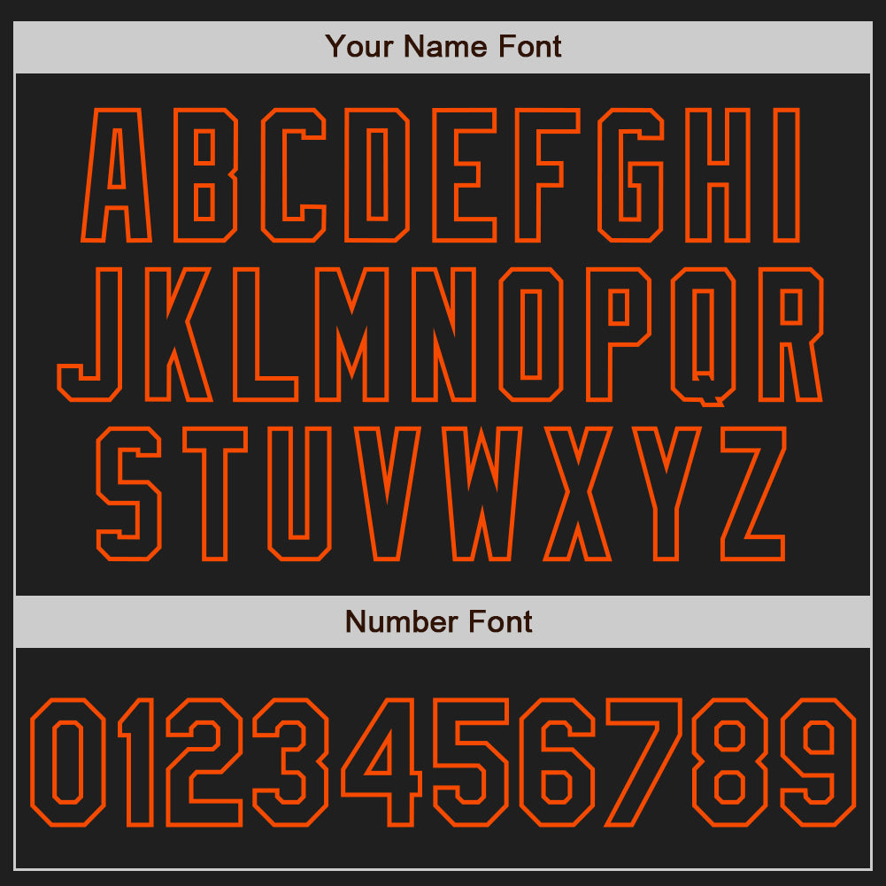 Custom Black Black White-Orange Authentic Split Fashion Baseball Jersey