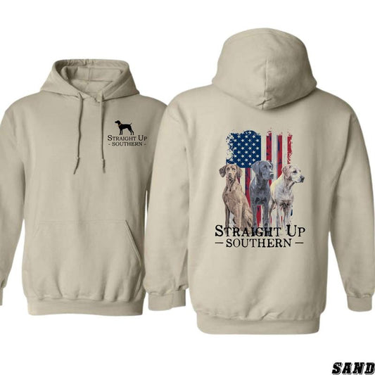 Straight Up Southern Sand Hoodie - Hoodies for Country Girls, Patriotic Dog Graphic, Southern Pride Sweatshirt, American Flag Outdoor Apparel Womenswear Sweaters