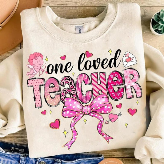 Teacher Valentine Sweatshirt, Valentine's Day Teacher , Teacher Coquette Bow , Retro Teacher , Teacher Valentine