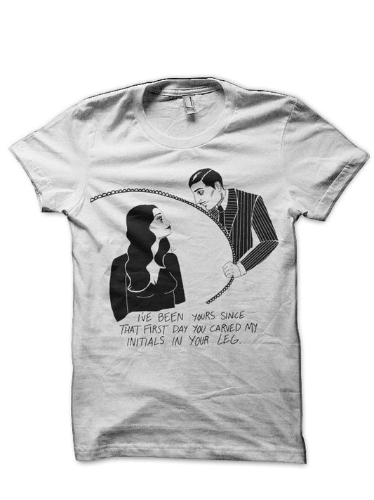Morticia and Gomez White T-Shirt