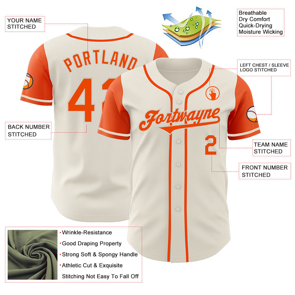 Custom Cream Orange Authentic Two Tone Baseball Jersey