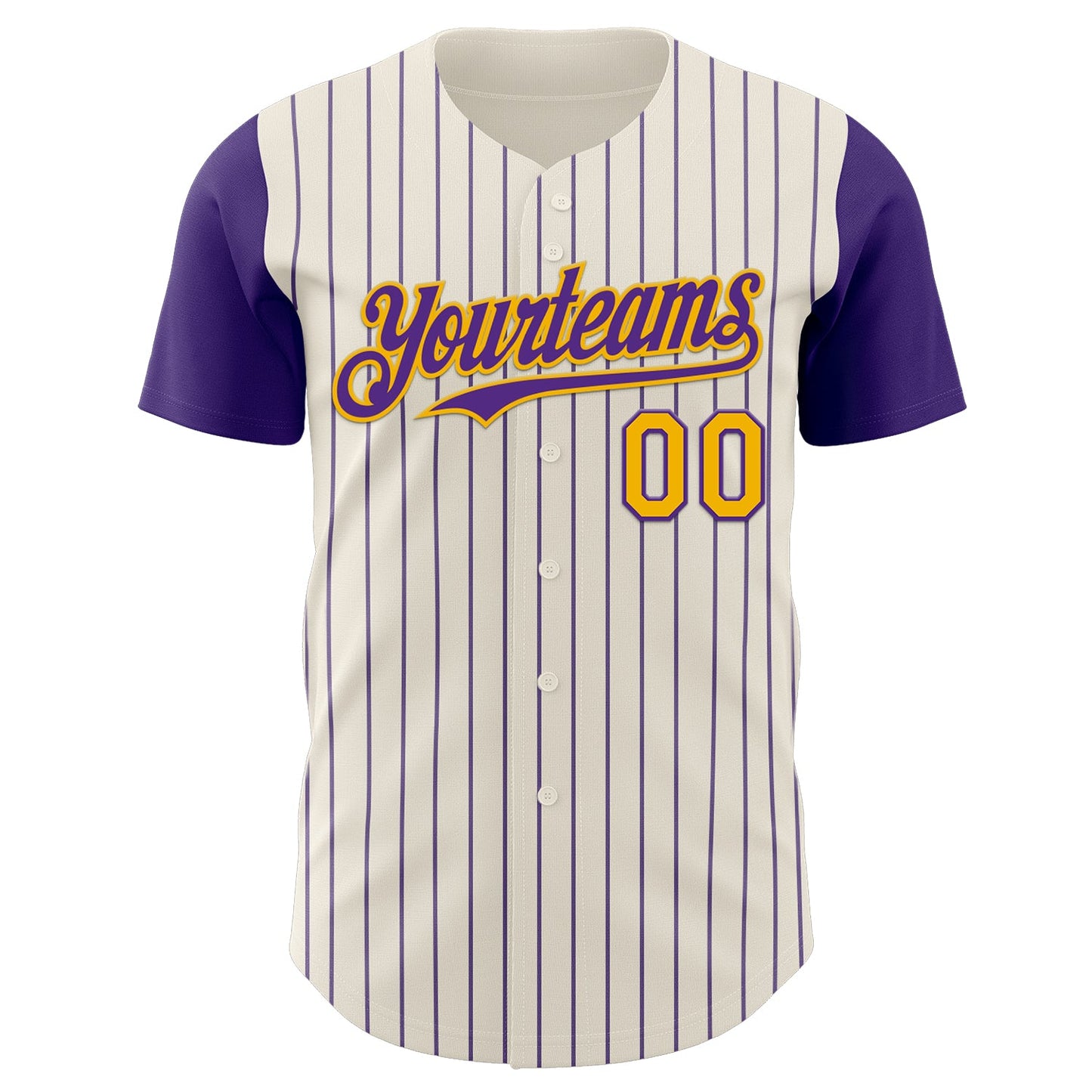 Custom Cream Purple Pinstripe Gold Authentic Two Tone Baseball Jersey