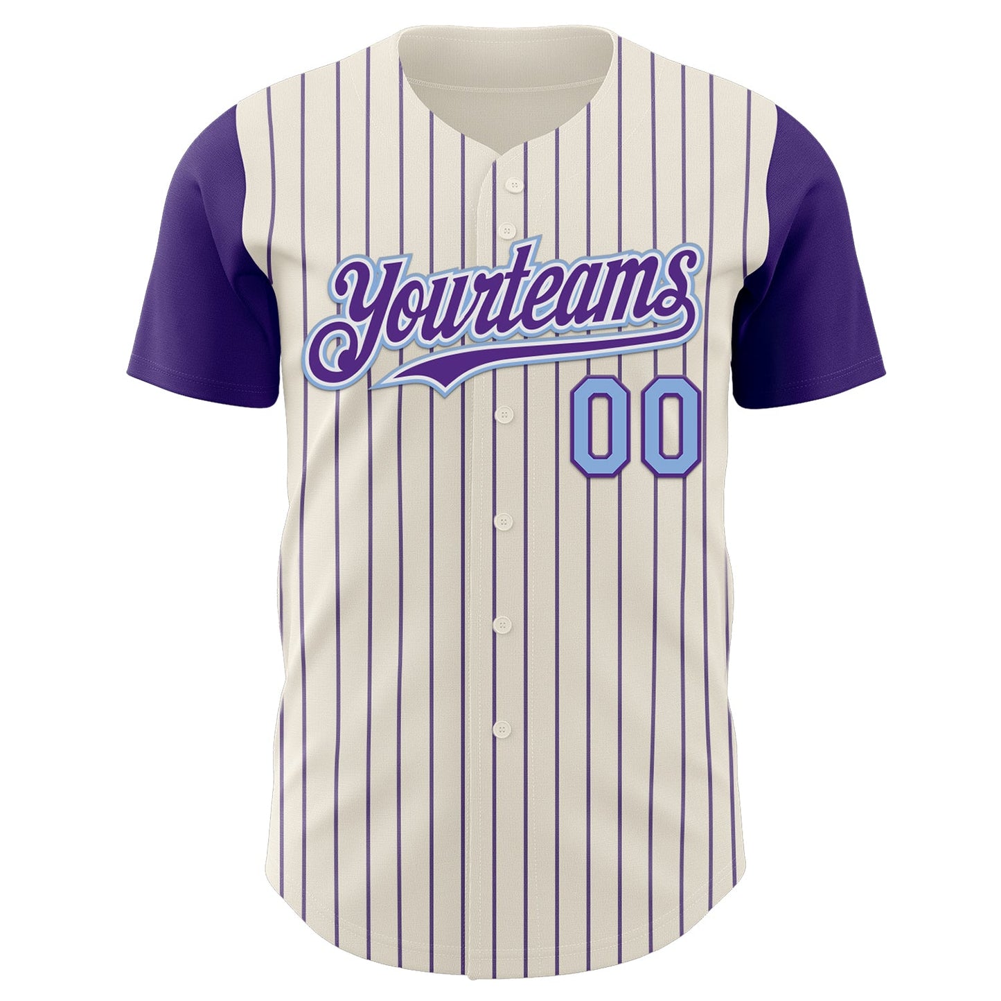 Custom Cream Purple Pinstripe White-Light Blue Authentic Two Tone Baseball Jersey
