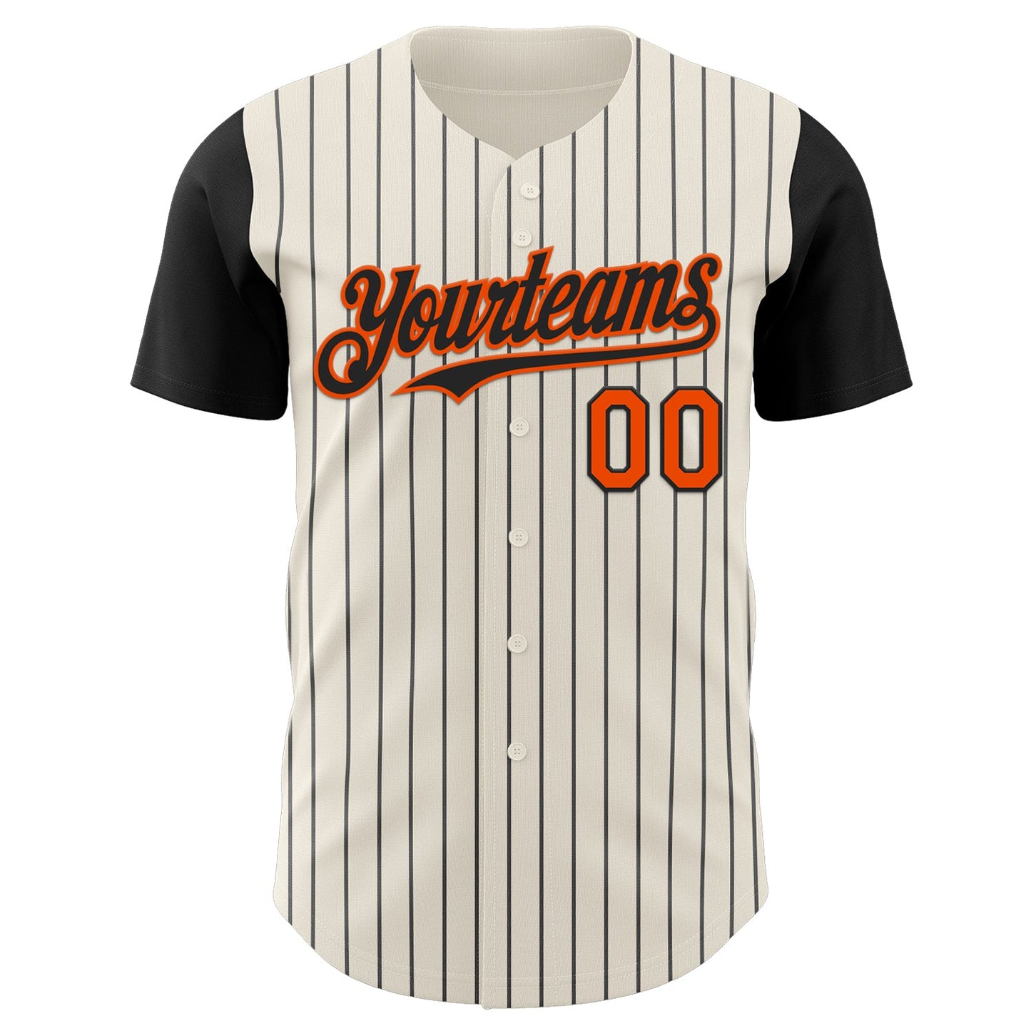 Custom Cream Black Pinstripe Orange Authentic Two Tone Baseball Jersey
