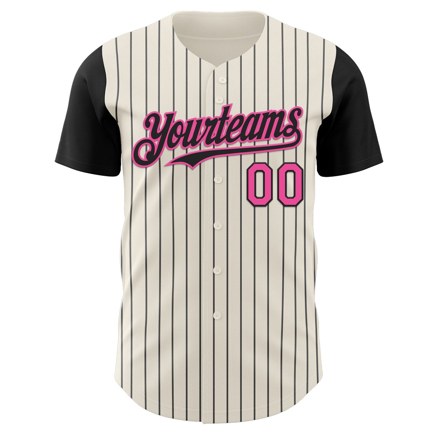 Custom Cream Black Pinstripe Pink Authentic Two Tone Baseball Jersey