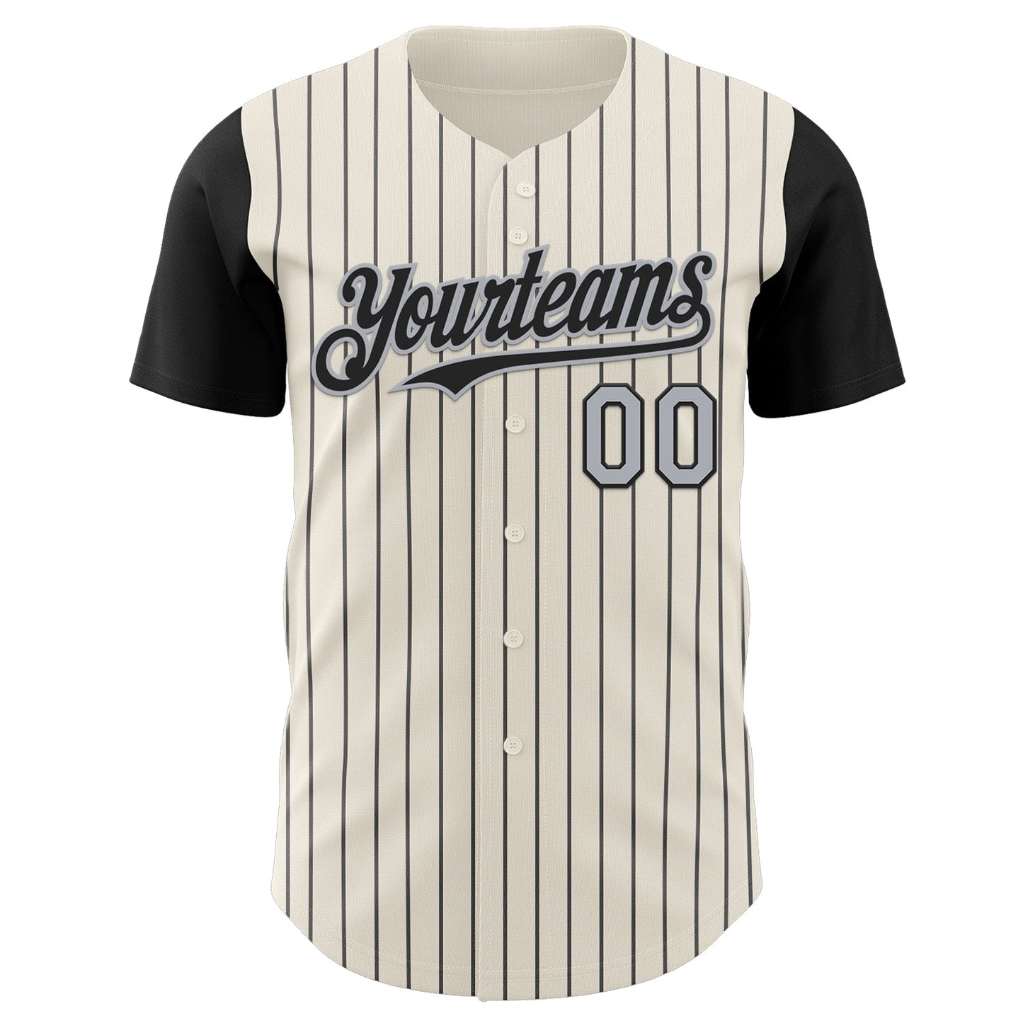 Custom Cream Black Pinstripe Gray Authentic Two Tone Baseball Jersey