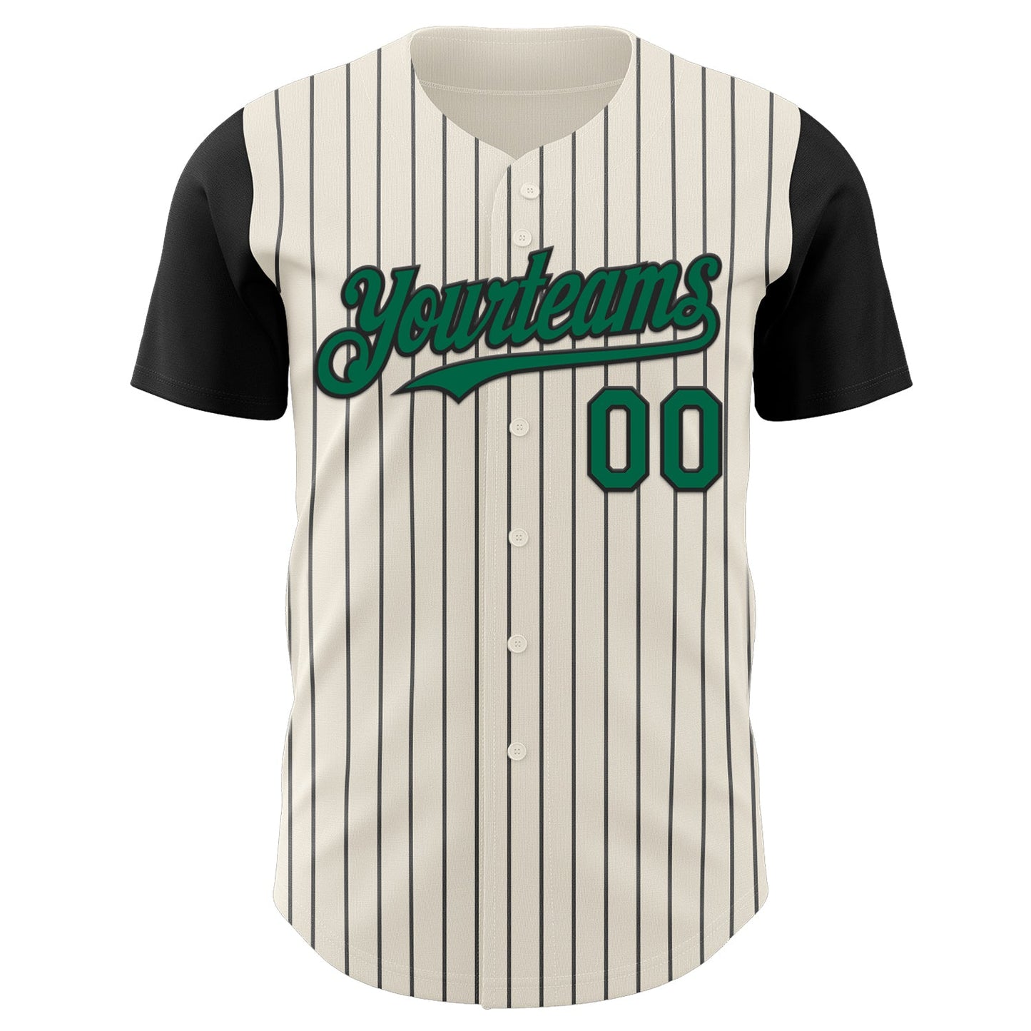 Custom Cream Black Pinstripe Kelly Green Authentic Two Tone Baseball Jersey