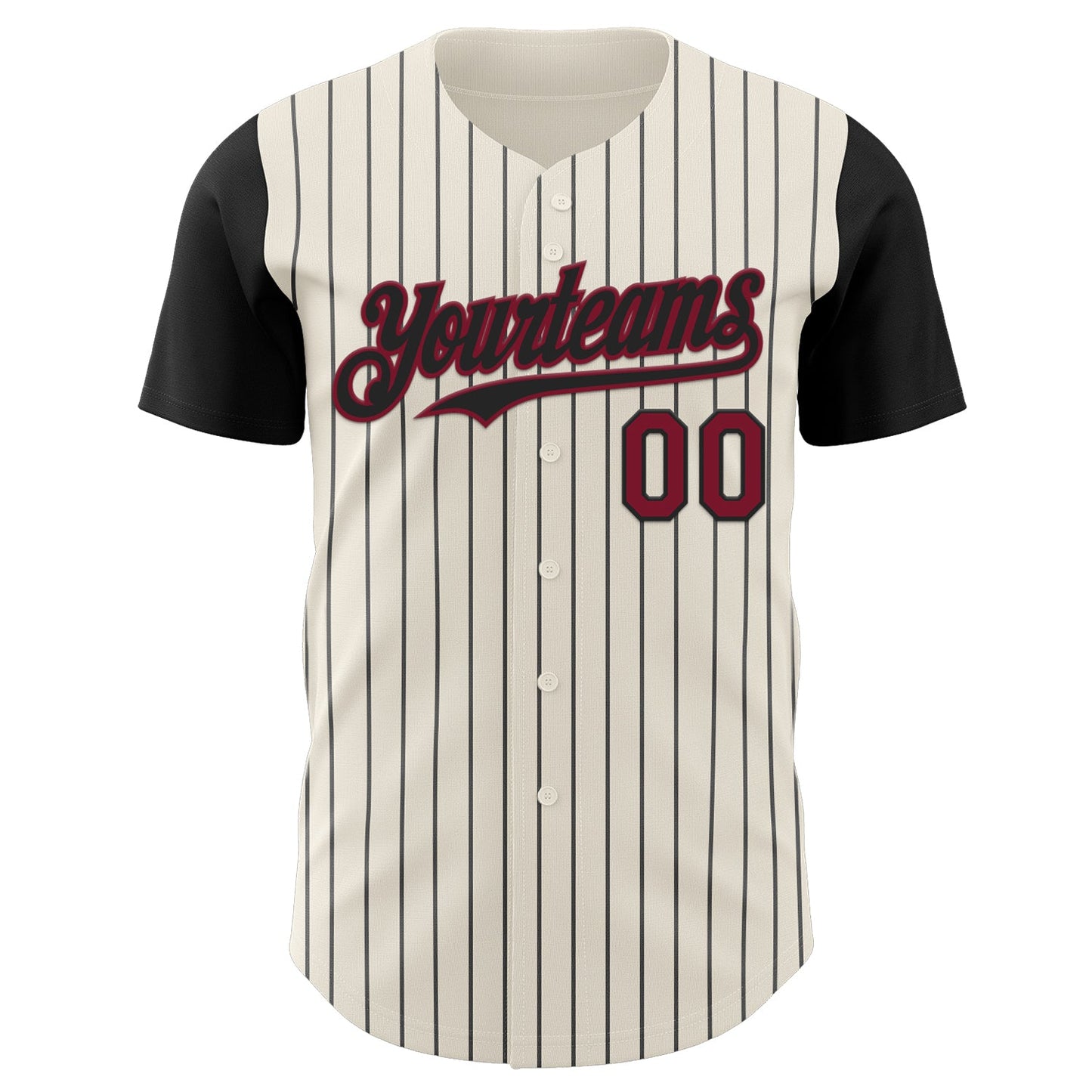 Custom Cream Black Pinstripe Crimson Authentic Two Tone Baseball Jersey