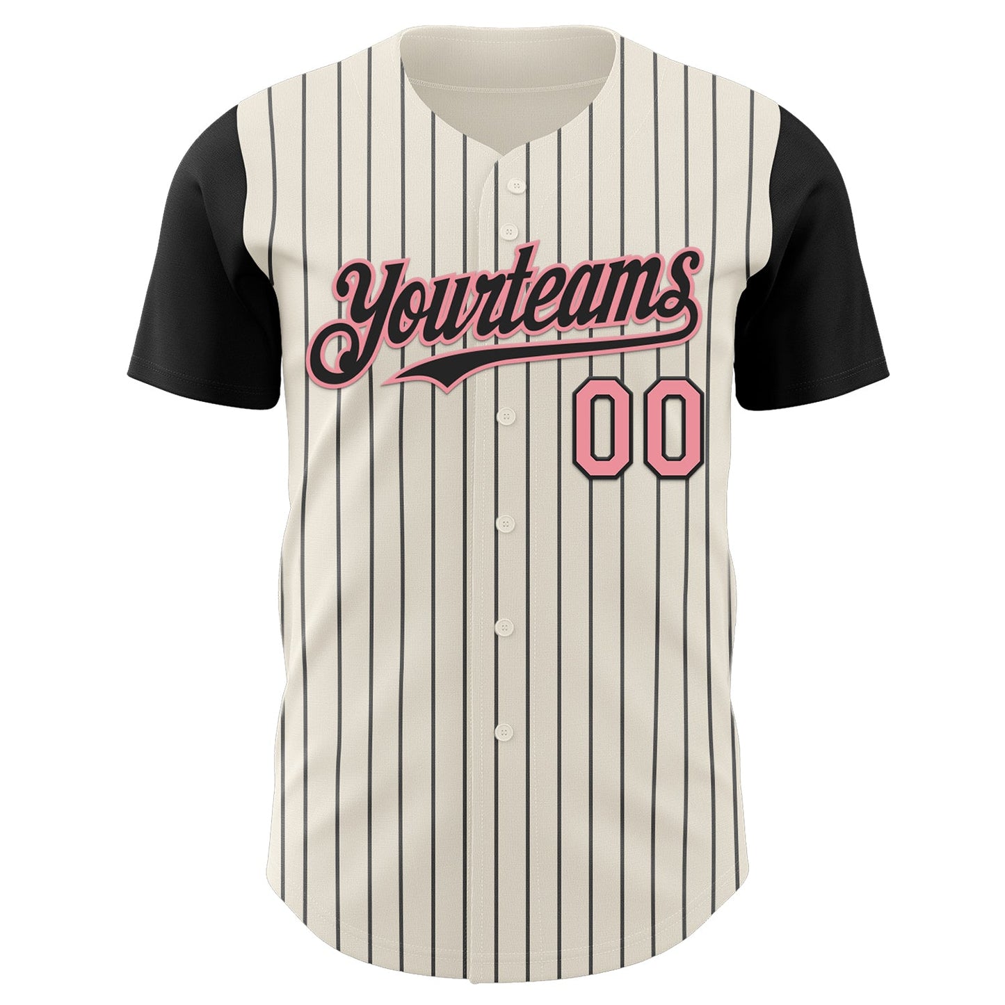 Custom Cream Black Pinstripe Medium Pink Authentic Two Tone Baseball Jersey