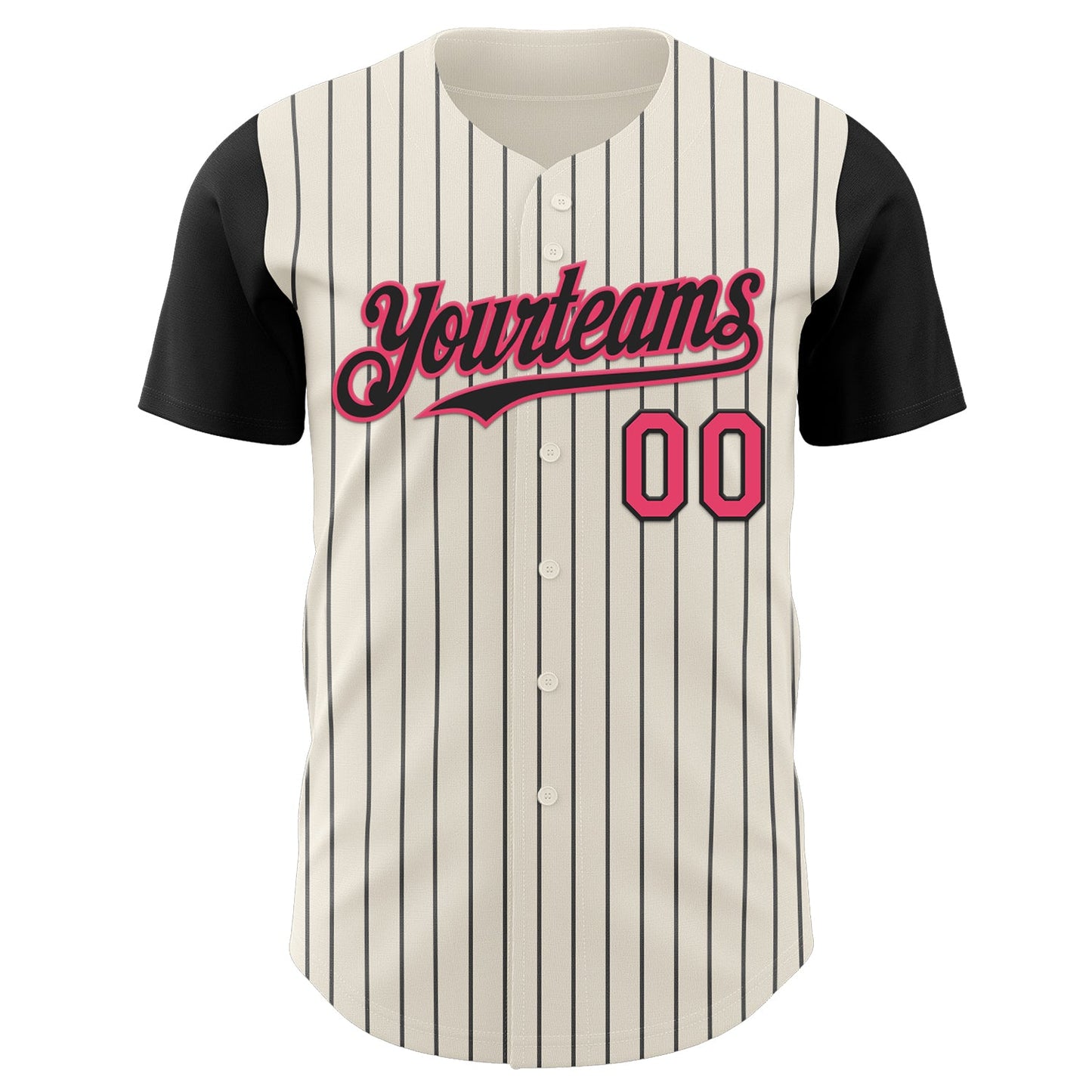 Custom Cream Black Pinstripe Neon Pink Authentic Two Tone Baseball Jersey