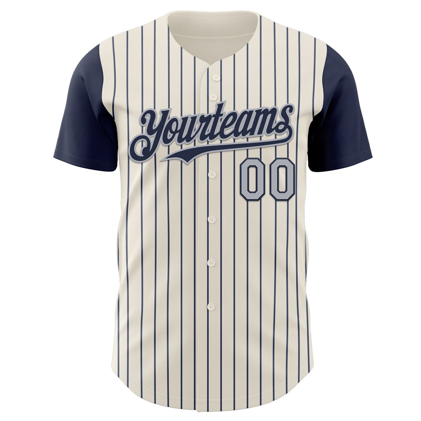 Custom Cream Navy Pinstripe Gray Authentic Two Tone Baseball Jersey