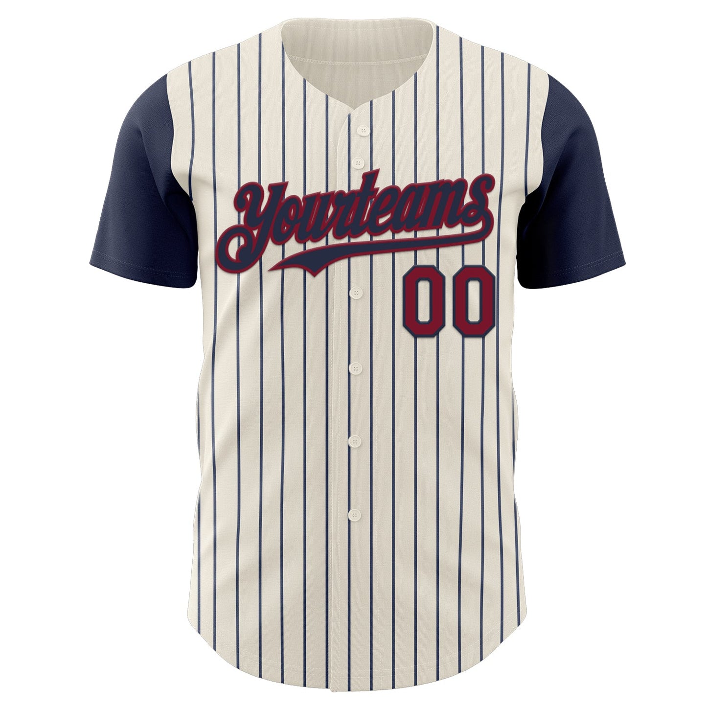 Custom Cream Navy Pinstripe Crimson Authentic Two Tone Baseball Jersey