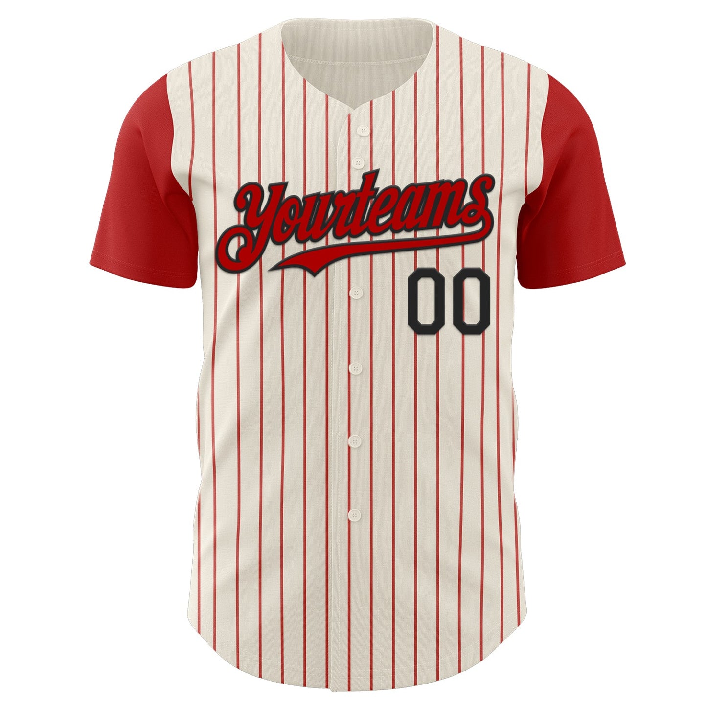 Custom Cream Red Pinstripe Black Authentic Two Tone Baseball Jersey